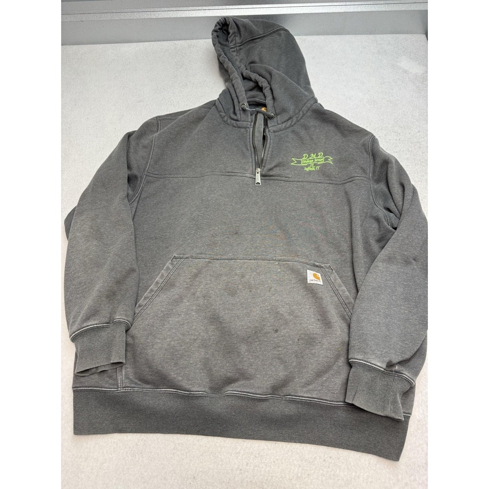 Carhartt Hoodie Mens 3XL Gray Fleece 1/4 Zip Sweatshirt 100617